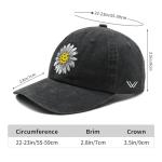 Women's Pickleball Daisy Embroidered Washed Denim Baseball Cap