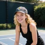 Women's Pickleball Daisy Embroidered Washed Denim Baseball Cap