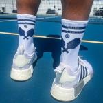 Pickleball Woven Mid-Calf Socks with Crossed Paddles