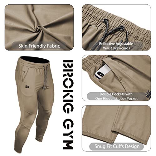 BROKIG Men's Lightweight Workout Sweatpants, Beige XL