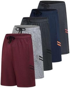 Men's 9-Inch Inseam Athletic Shorts Set of 5