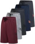 Men's 9-Inch Inseam Athletic Shorts Set of 5