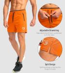 Men's Quick Dry Gym Shorts for Pickleball (Orange, Large)