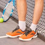 FitVille Men's Wide Court Shoes for Pickleball (Orange, 10.5)