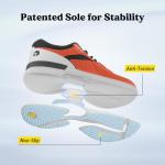 FitVille Men's Wide Court Shoes for Pickleball (Orange, 10.5)