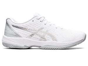 ASICS Women's Pickleball Shoes, Size 8.5, White/Silver
