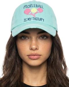 Turquoise Pickleball Therapy Vintage Patch Hat