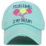 Turquoise Pickleball Therapy Vintage Patch Hat