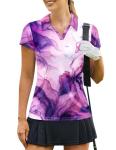 PINSPARK Womens Short Sleeve Moisture Wicking Polo V-Neck