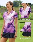 PINSPARK Womens Short Sleeve Moisture Wicking Polo V-Neck