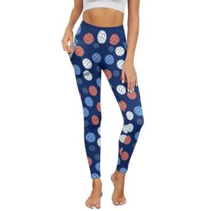 High Waisted Pickleball Print Yoga Pants for Women