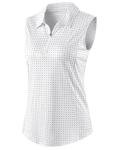 Women's Sleeveless 1/4 Zip Pickleball Polo - Black Dot