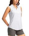 Women's Sleeveless 1/4 Zip Pickleball Polo - Black Dot