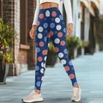 High Waisted Pickleball Print Yoga Pants for Women
