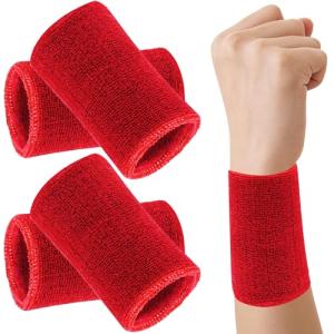 Absorbent 6 Inch Wrist Sweatbands - 4 Pack