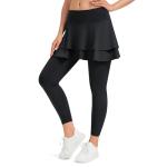 Women's Black Ruffle Skirted Leggings with Pockets