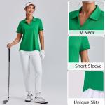 Women's V Neck Pickleball Polo Shirt, Green