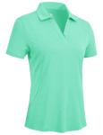 Rdruko Women's Aqua Short Sleeve Pickleball Polo