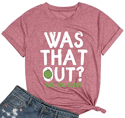 Women's Funny Pickleball Graphic Tee in Pink (Large)