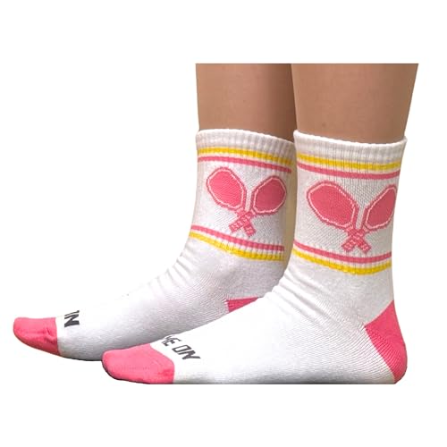 Women's Pink Paddles Pickleball Athletic Quarter Length Socks