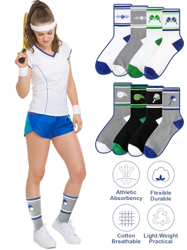 8 Pairs Dink Ball Performance Socks for Pickleball