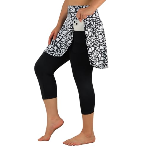ANIVIVO Women's Capri Skirted Leggings for Pickleball