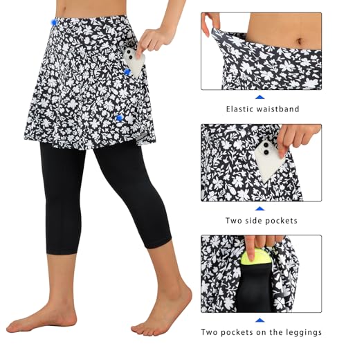 ANIVIVO Women's Capri Skirted Leggings for Pickleball