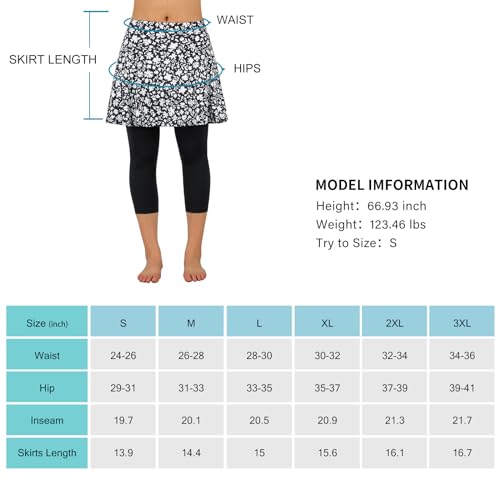 ANIVIVO Women's Capri Skirted Leggings for Pickleball