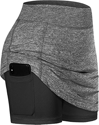 Women's Grey Pickleball Skort with Athletic Stretchy Waistband