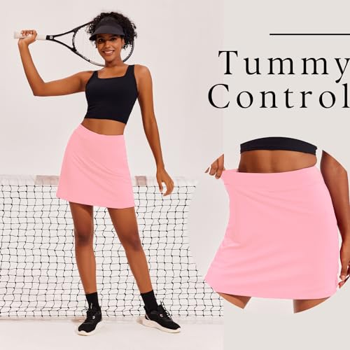 Pink Ekouaer Women's Tennis Skirt with Shorts/Pockets