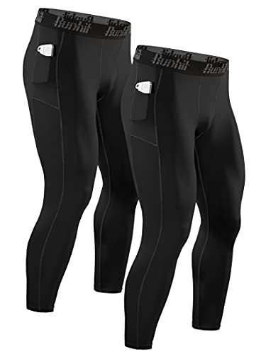 Runhit Men's Compression Leggings with Pocket 2 Pack