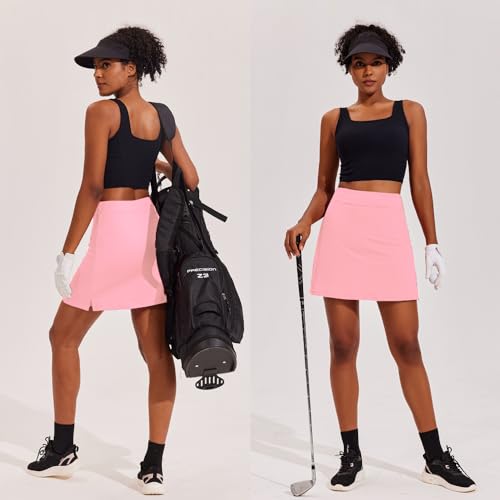 Pink Ekouaer Women's Tennis Skirt with Shorts/Pockets