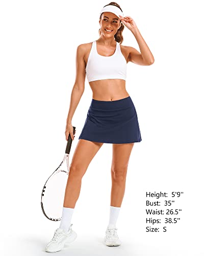 Women's High Waisted Tennis Pickleball Skorts Navy Small