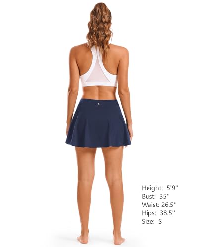 Women's High Waisted Tennis Pickleball Skorts Navy Small