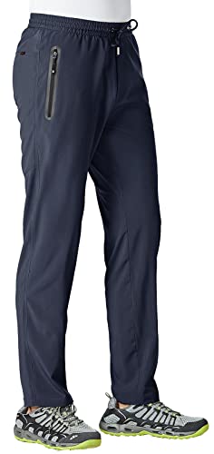 Men's Zipper Pocket Athletic Sweatpants for Pickleball (Navy, Medium)