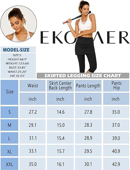 Ekouaer Women Cyan Leaf Pickleball Skort Leggings