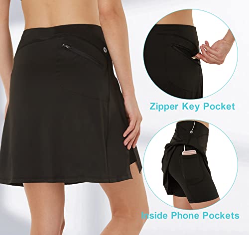 slimour Women's Breathable Black 18" Pickleball Skort
