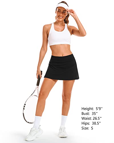 Women's High Waisted Athletic Tennis Skort - Black