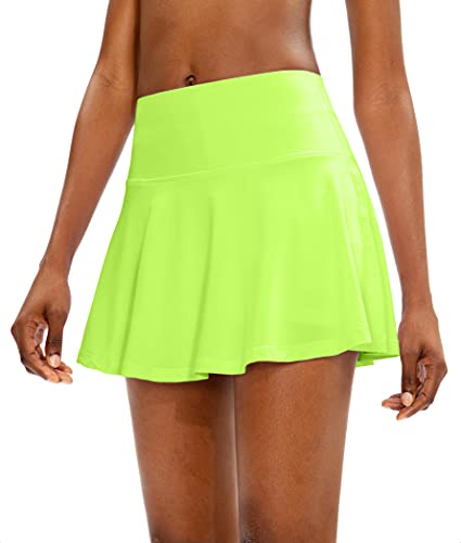 High Waisted Tennis Skirt with 4 Pockets (Green)