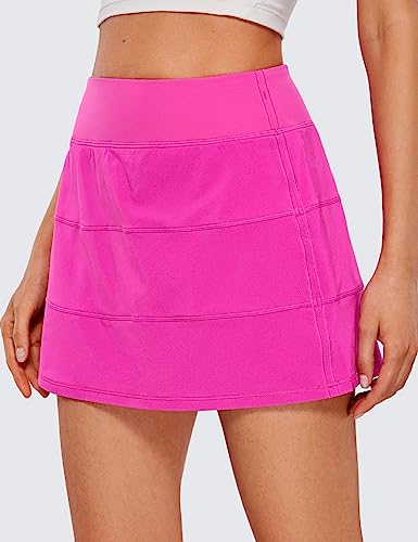 High Waisted Hibiscus Purple Tennis Skirts with Pockets