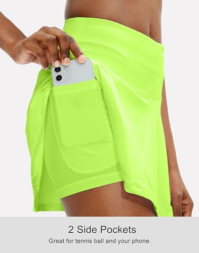 High Waisted Tennis Skirt with 4 Pockets (Green)