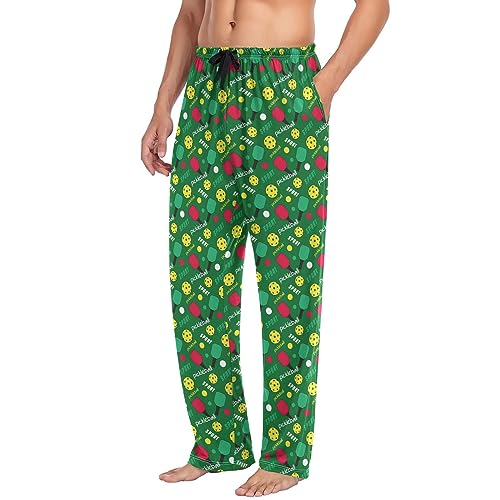 Men's Pickleball Pattern Lounge Pants with Elastic Waistband
