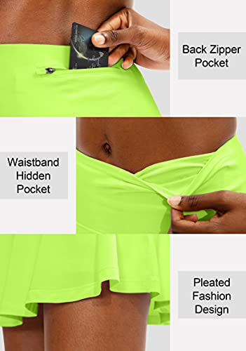 High Waisted Tennis Skirt with 4 Pockets (Green)