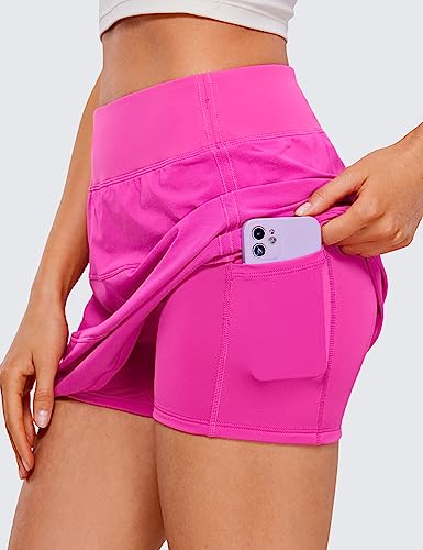 High Waisted Hibiscus Purple Tennis Skirts with Pockets