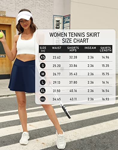 LouKeith Navy Cross-Waist Pleated Women's Pickleball Skort