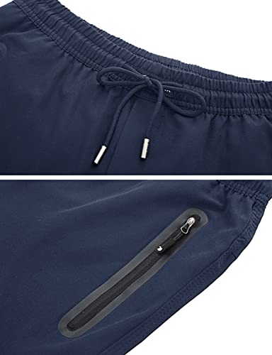 Men's Zipper Pocket Athletic Sweatpants for Pickleball (Navy, Medium)