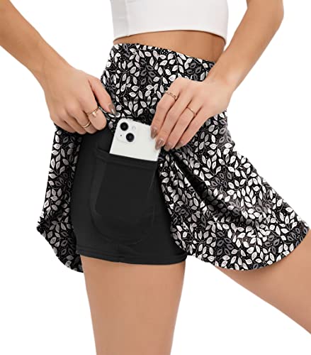 High Waisted Pleated Skirt with Lining Shorts