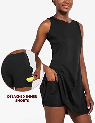 Women's Sleeveless Athletic Pickleball Dress with 4 Pockets