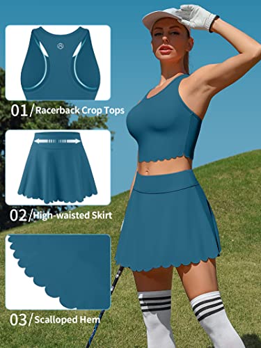 ATTRACO Blue Racerback Pickleball Dress with Built-in Shorts