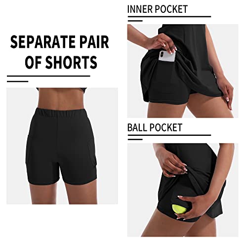 Sleeveless Athletic Dress with Built-In Shorts for Women